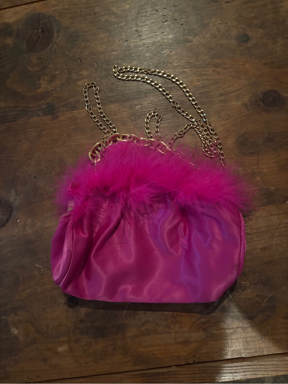 Pink Feather Trim Clutch Evening Bag